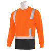Erb Safety T-Shirt, Brdseye Msh, Lng Slv, Class2, 9007SBSEG, Hi-Viz Orng/Blk, 5XL 62468